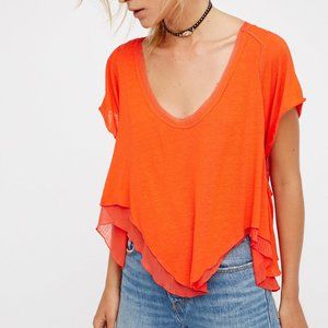 FREE PEOPLE Red Cookie Layered Racerback Tee XS